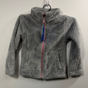 Columbia  Youth Gray with pink zipper fleece jacket size XXS.Girls size 4/5.NWT